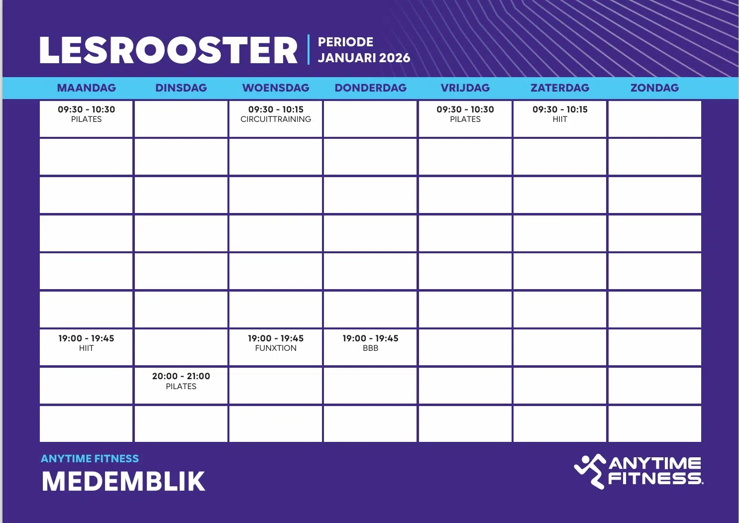 Group lesson schedule